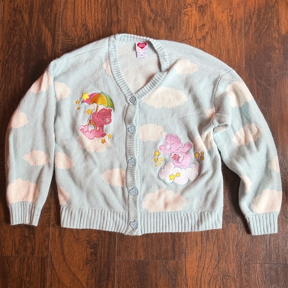 Care Bears knit sweater cardigan size medium (O5)